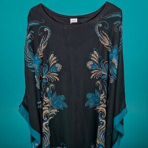 Catherines Plus Size 3X Embroidered Kaftan Poncho Top